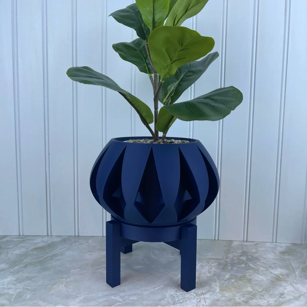 The Moki Indoor Flower Pot with Drainage Holes and Saucer, Tabletop Planter